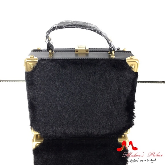 Sam Edelman Black Faux Leather/Fur Shoulder Bag - Picture 2 of 8